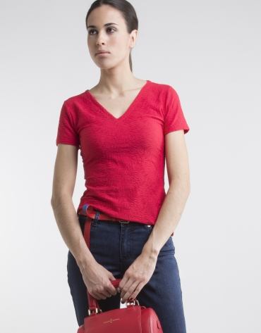 Red top with V neck