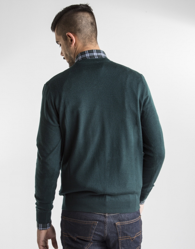 Dark green basic knit sweater 
