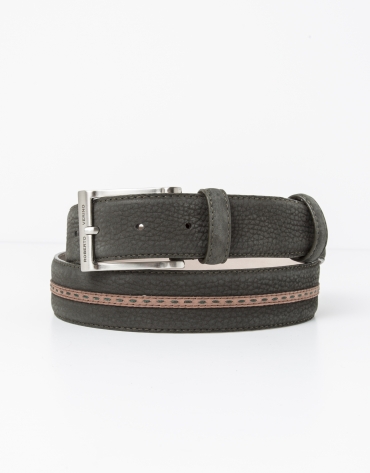 Leather belt with brown contrasting strip 