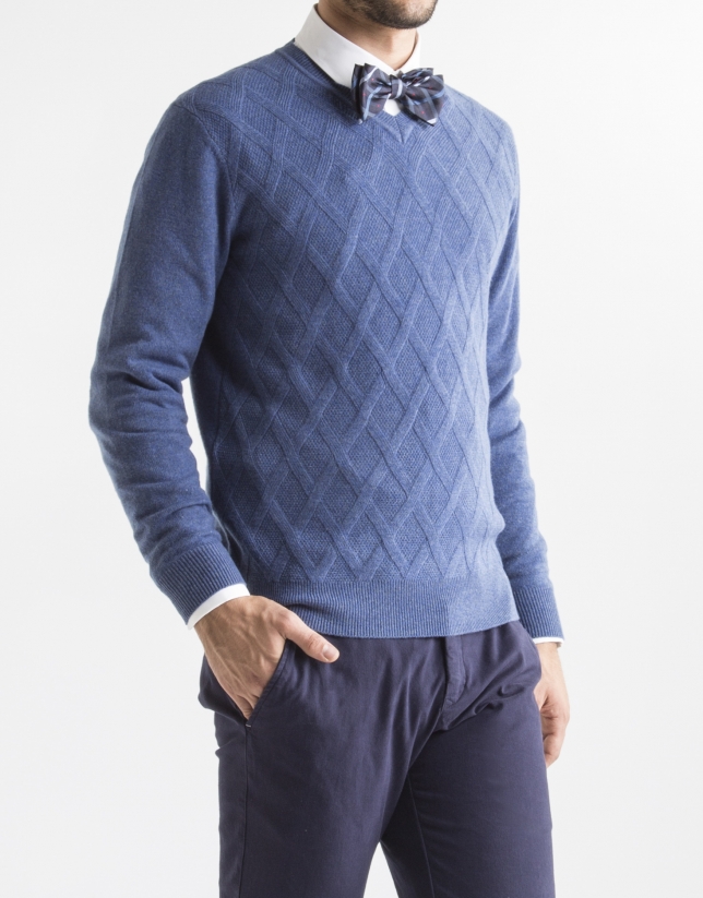 Blue diamond v-neck sweater 
