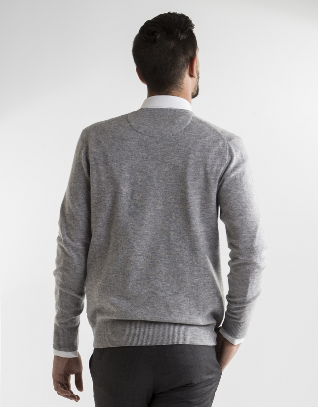 grey diamond v-neck sweater 