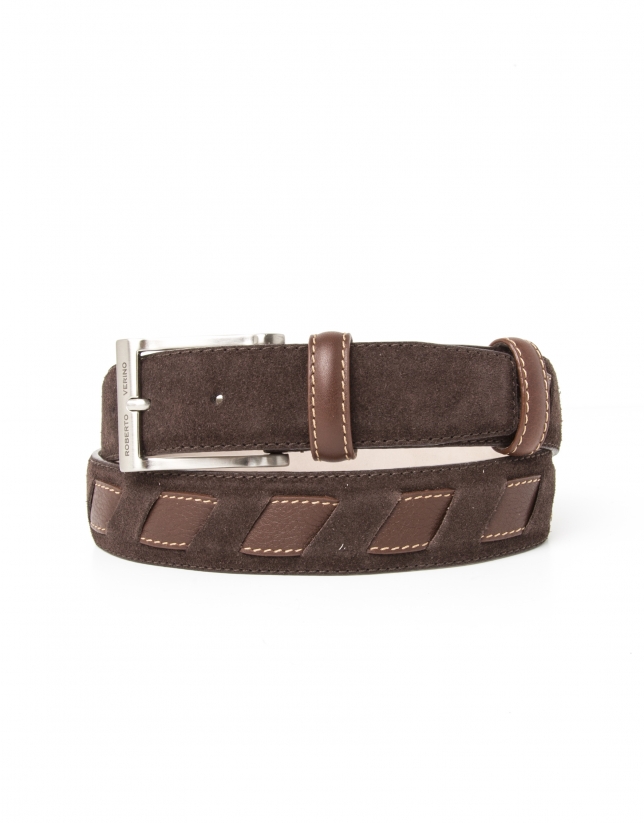 Nappa belt with contrasting strip 