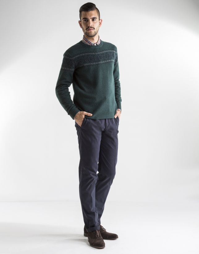 Green jacquard sweater 