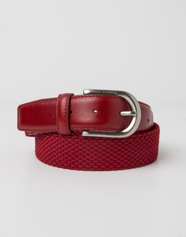 Cinturón piel y algodón rojo