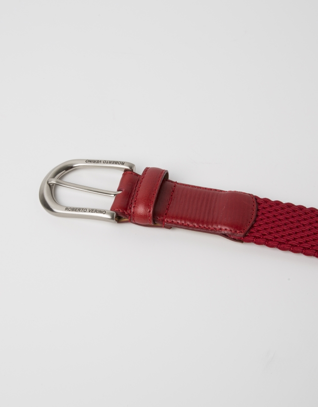 Red leather and cotton belt