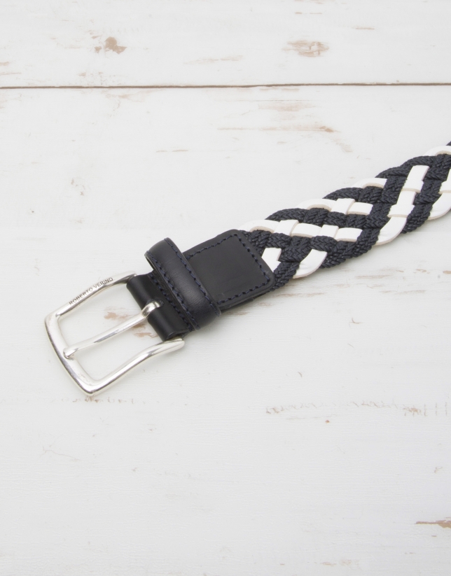 Cotton/leather braided belt