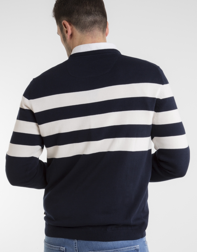 Navy blue / ivory striped sweater