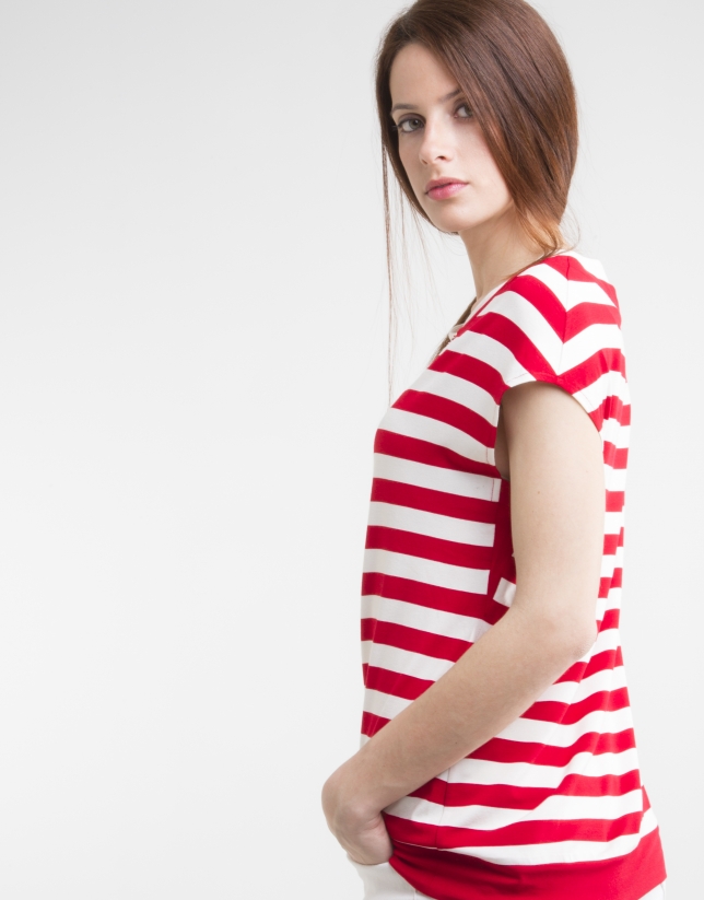 Red striped knit top