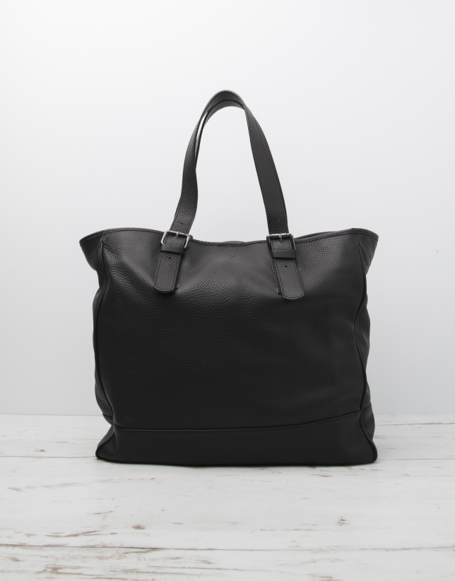 Men's black cowhide leather bag