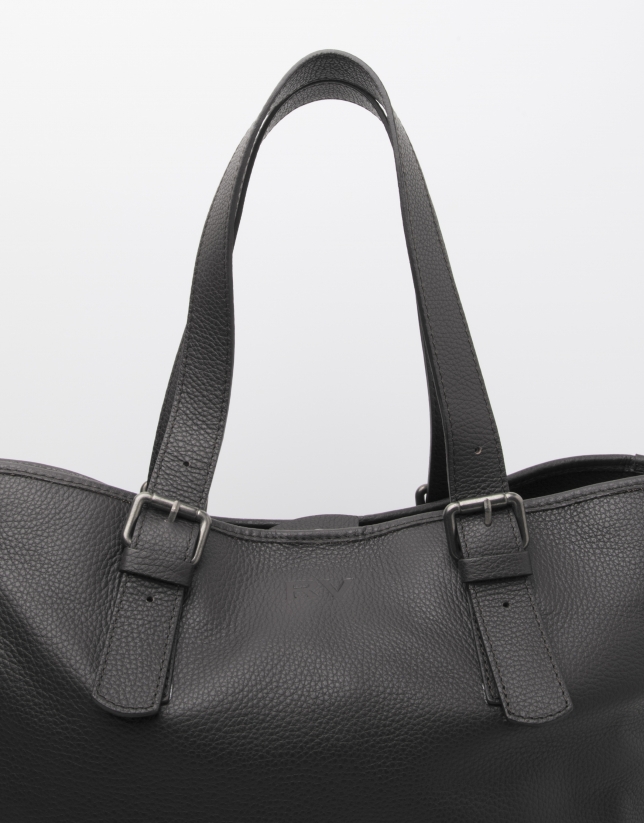 Men's black cowhide leather bag