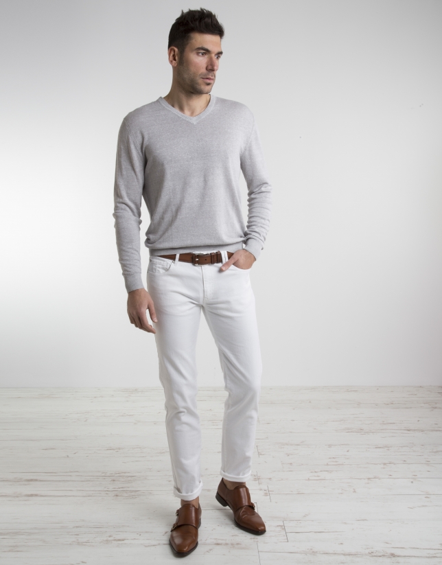 Gray linen sweater