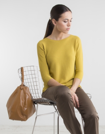 Yellow sweater with three quarter sleeves