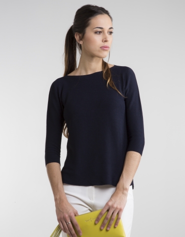 Navy blue sweater with three quarter sleeves