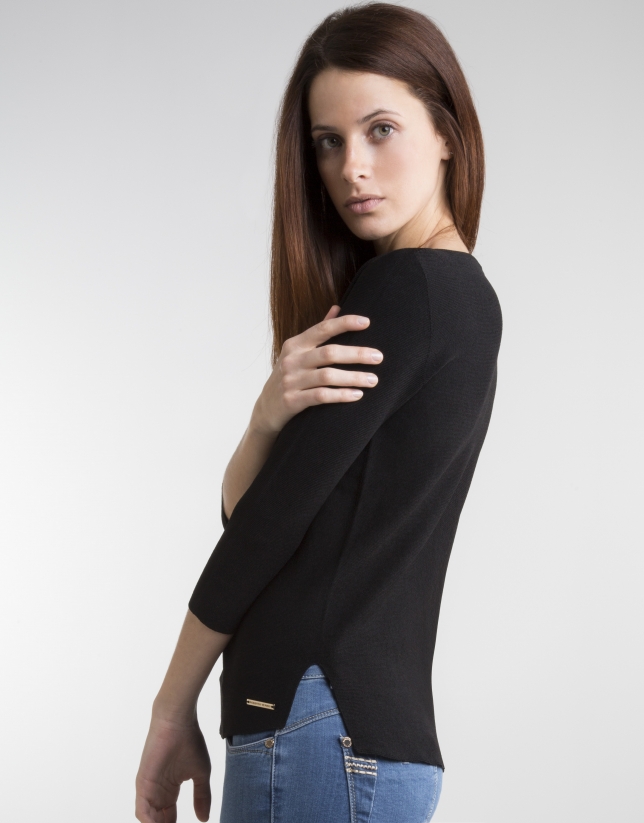 Black sweater with three quarter sleeves