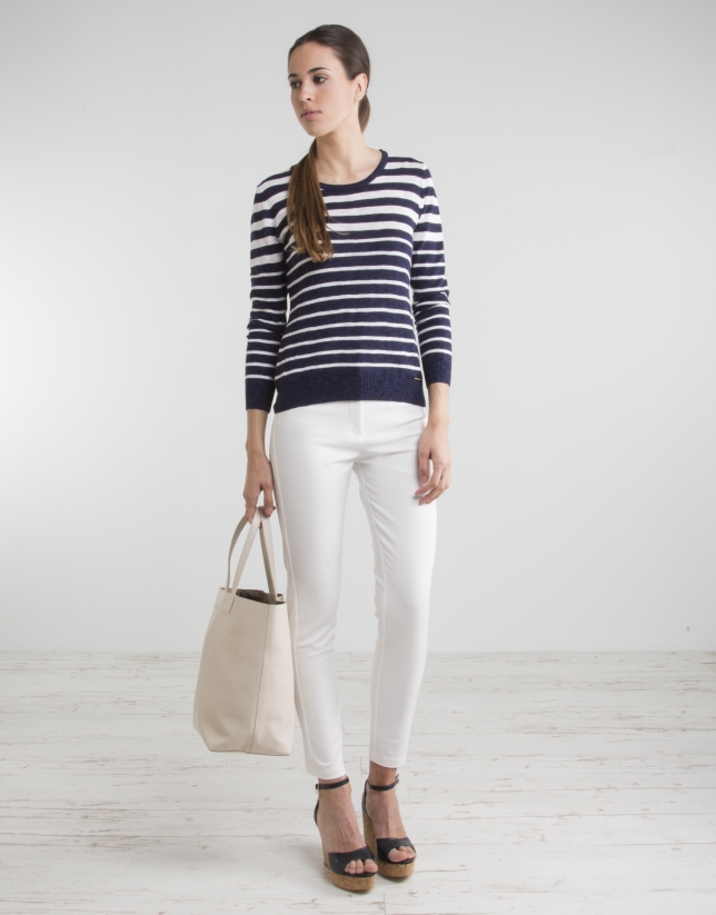 Navy blue / white striped sweater