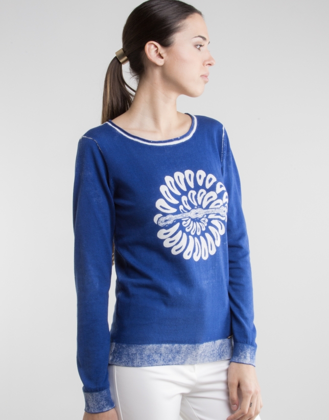 Blue print sweater 