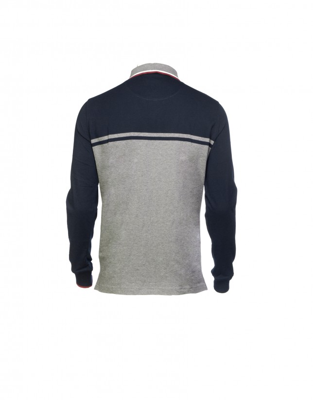 Blue and grey polo pullover