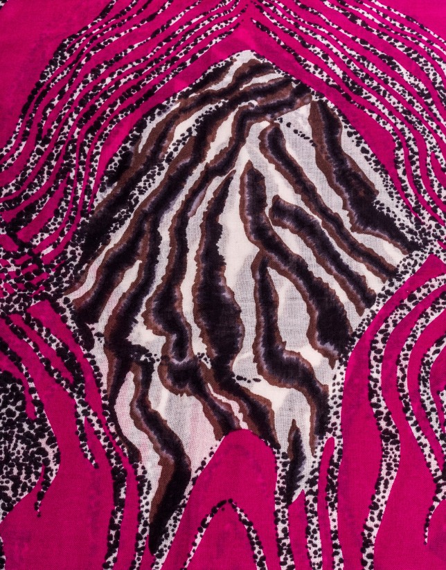 Deep pink animal print scarf 