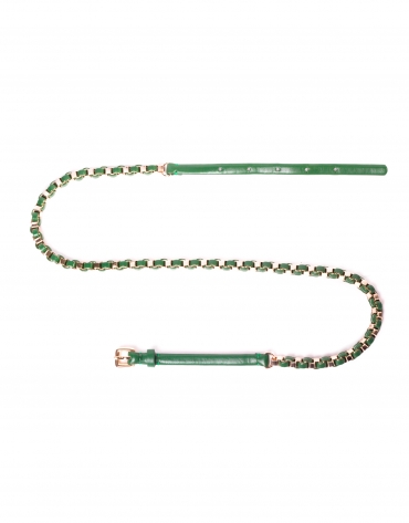 Green metallic braided belt 