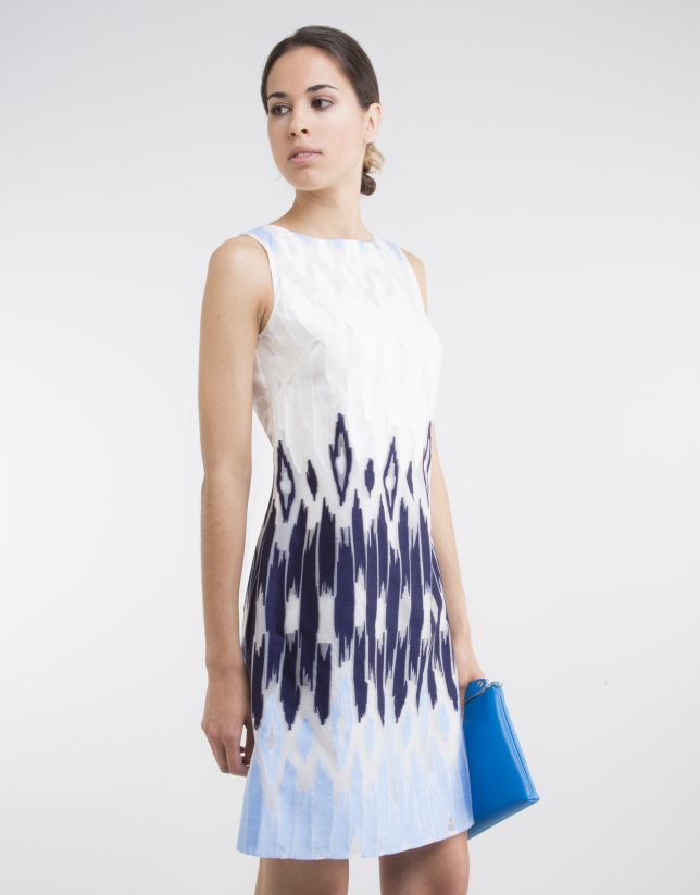 Blue geometric print dress