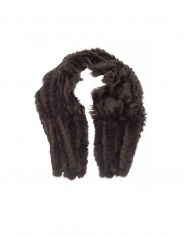 Taupe rabbit fur scarf