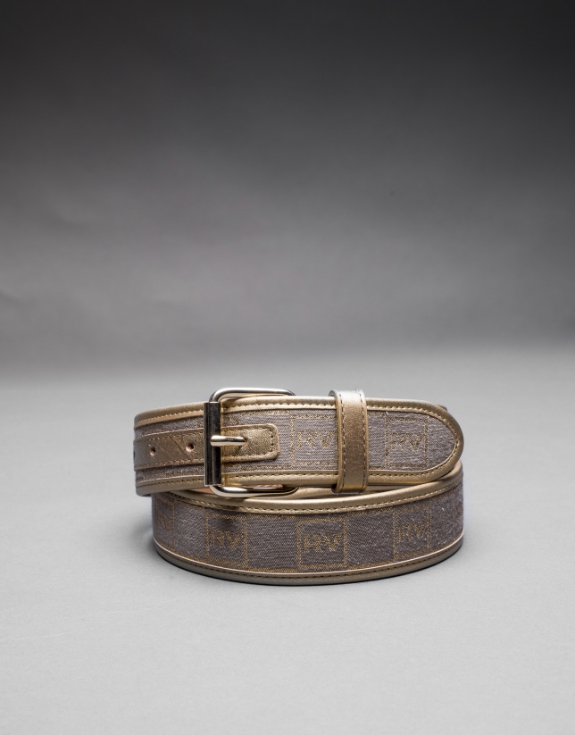 Brown / gold  jacquard belt 