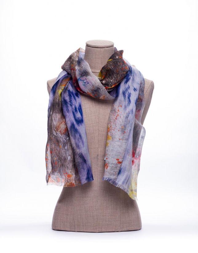 Animal and flower print scarf