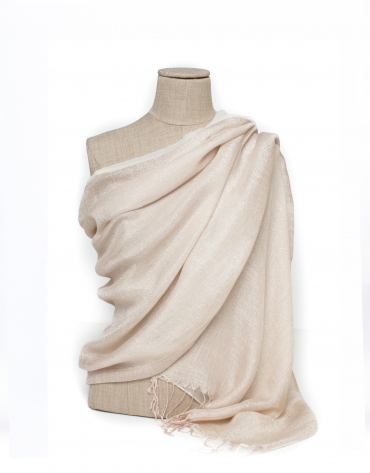 Double-faced scarf in beige tones
