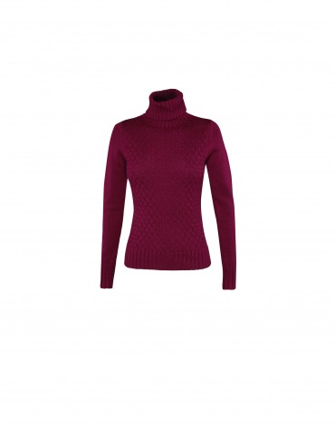 Roll collar pullover in bordeaux