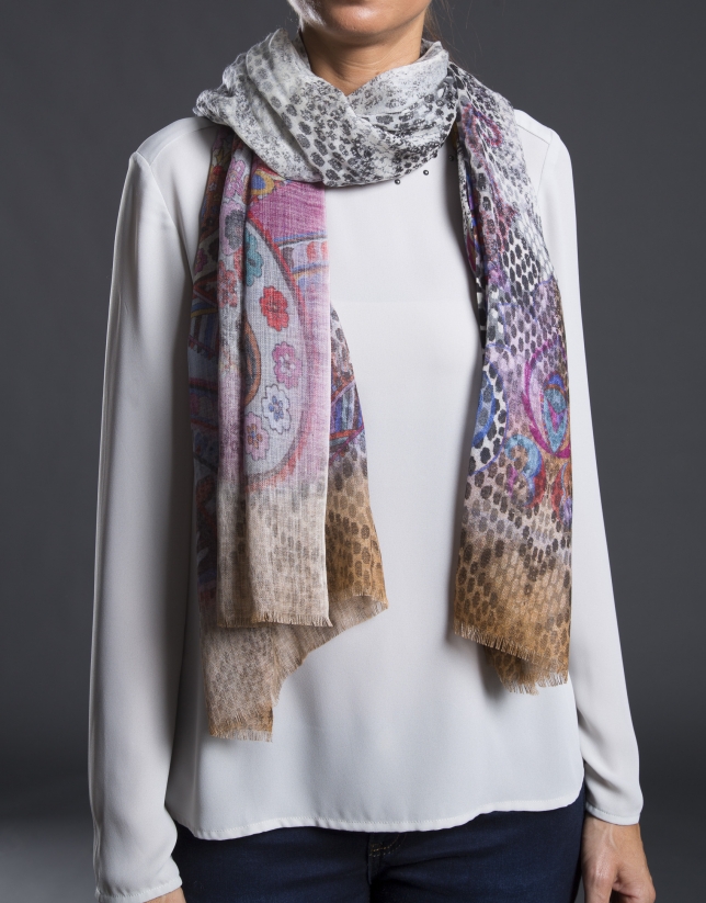 Multicolor cashmere print foulard 