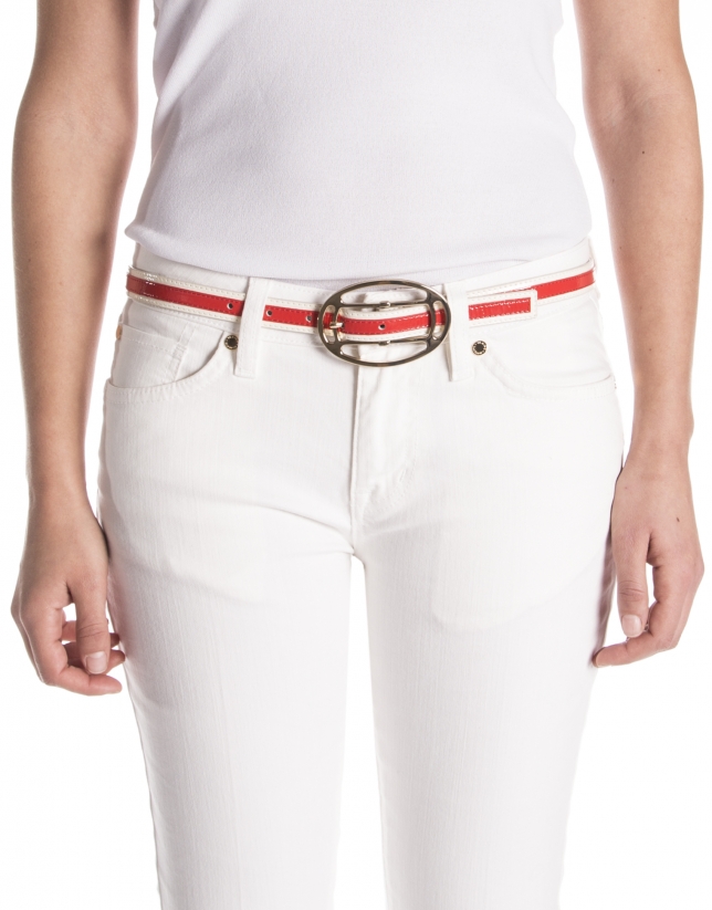 Cream and coral belt 