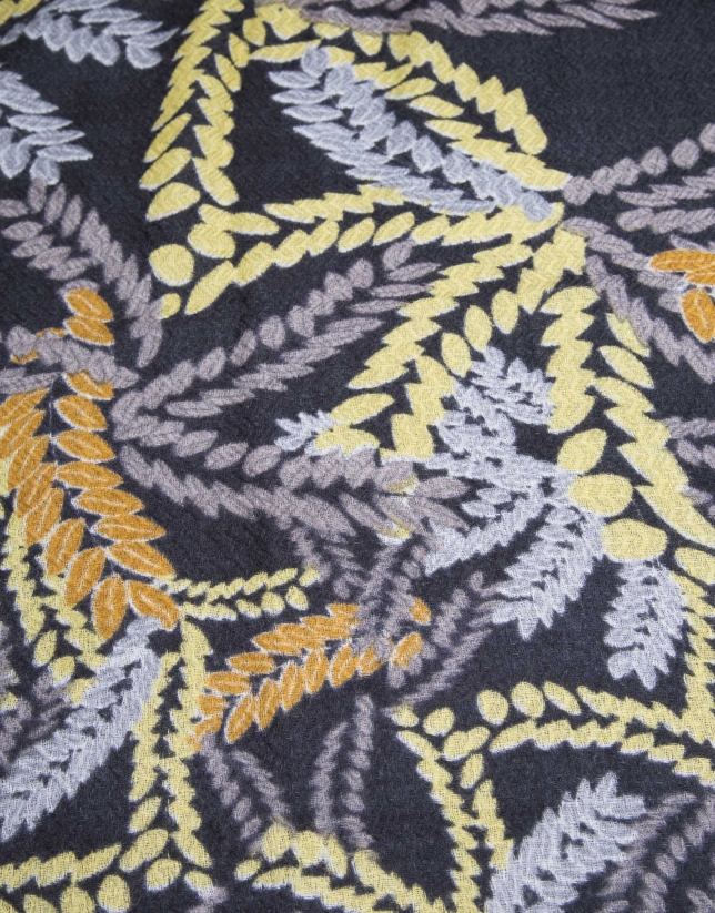 Mustard embroidered foulard 