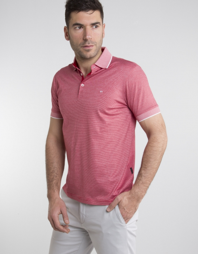 Red/white pinstriped polo