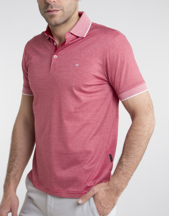 Red/white pinstriped polo