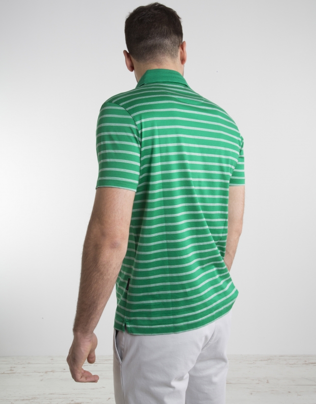 Green and ivory striped polo 