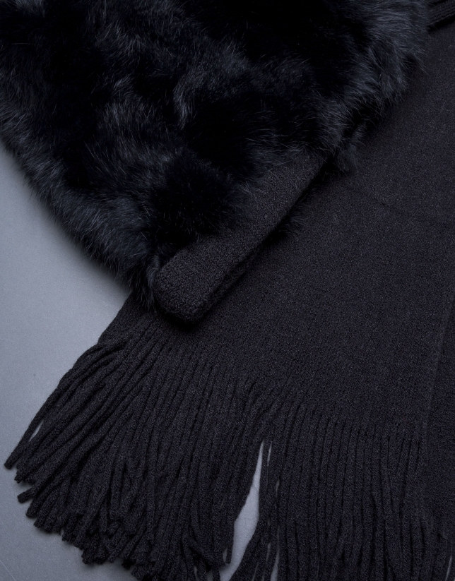 Black rabbit fur scarf