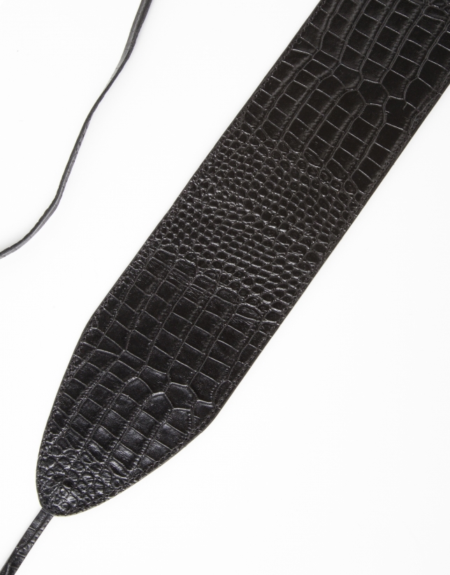 Black alligator leather belt