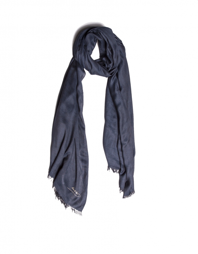 Plain navy blue scarf