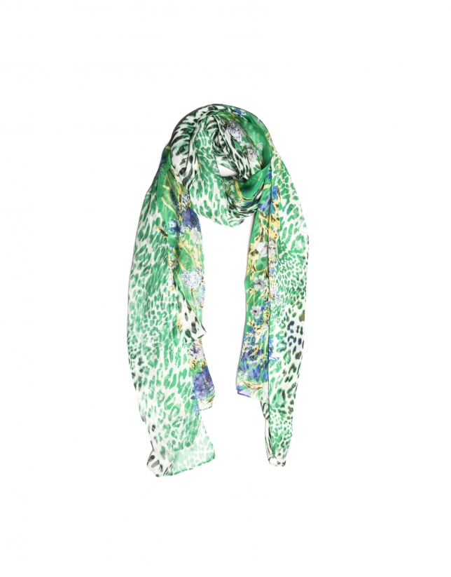 Green print scarf