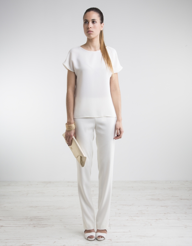 Off-white pants with wide waist