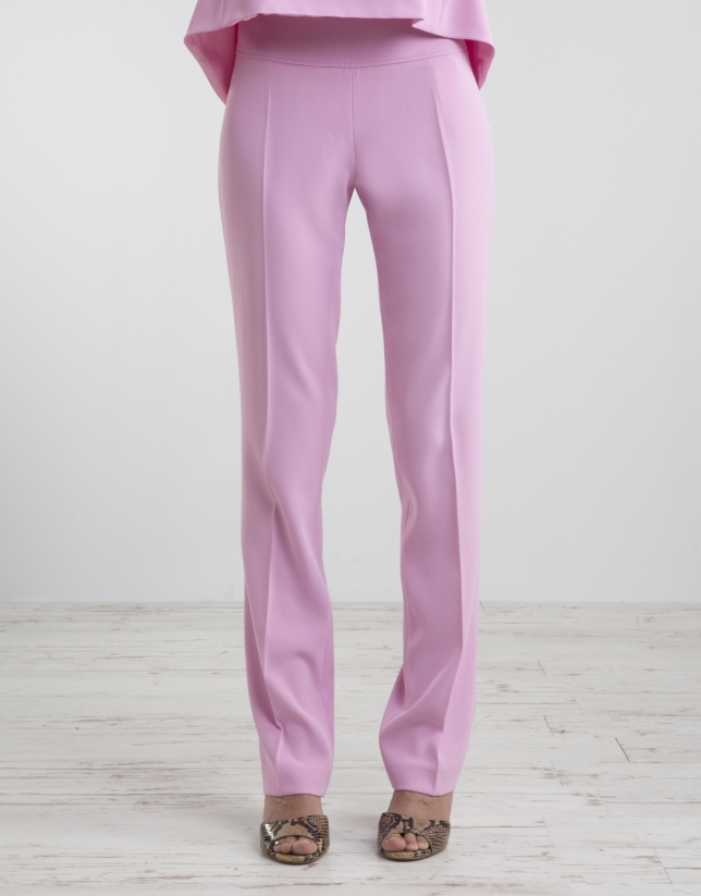 Pantalón cintura ancha rosa