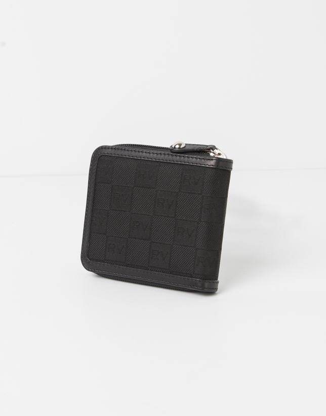 Black jaquard RV wallet with change purse inside