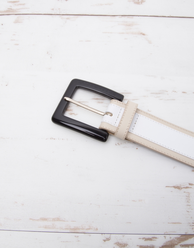 White leather belt