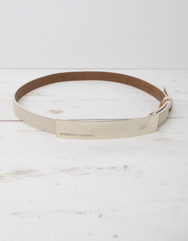 Ivory leather belt