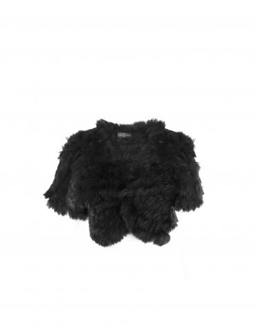 Black rabbit fur bolero jacket