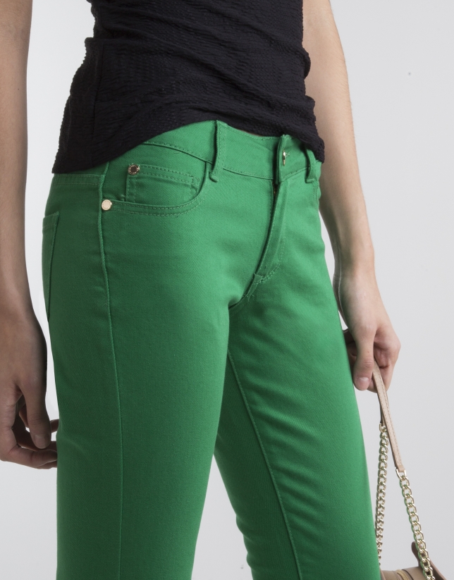 Green stretch pants