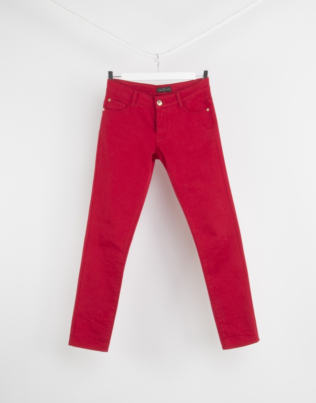 Red stretch pants