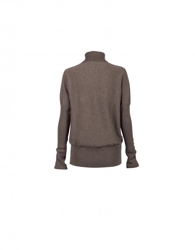 Taupe roll collar pullover