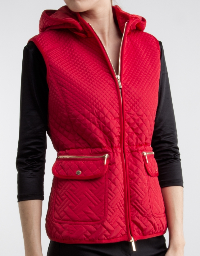 Red vest with hood