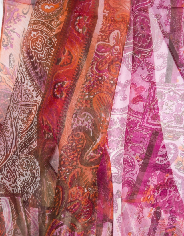 Geometric floral print scarf